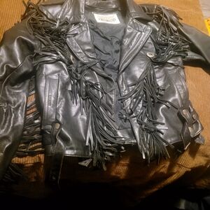 Open Road Brands Black Leather Jacket with Fringe